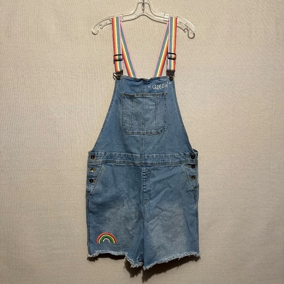 Take Pride Rainbow Strap Denim Overalls - size XL - Picture 2 of 6